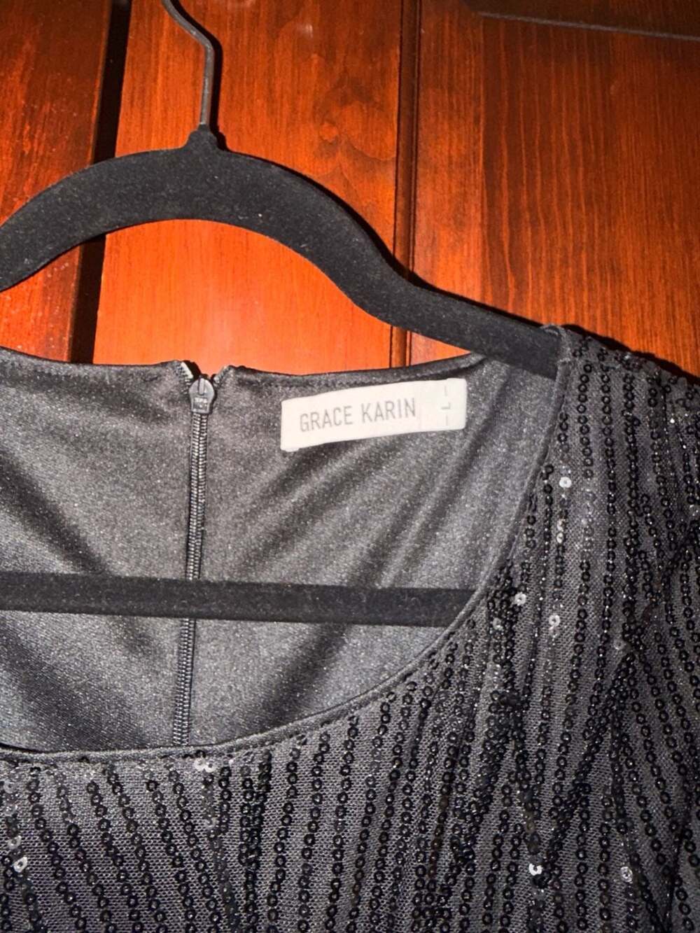 2 piece Grace Karin Black Sequined Sleeveless Cocktail Dress and Open Front Card - Picture 2 of 4